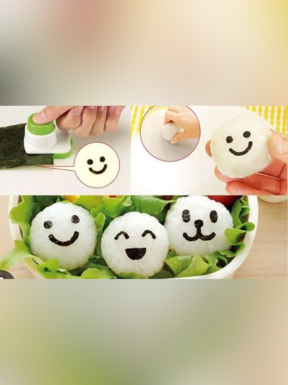 Set of 2 - Nori seaweed punch for musubi bento lunch bear face